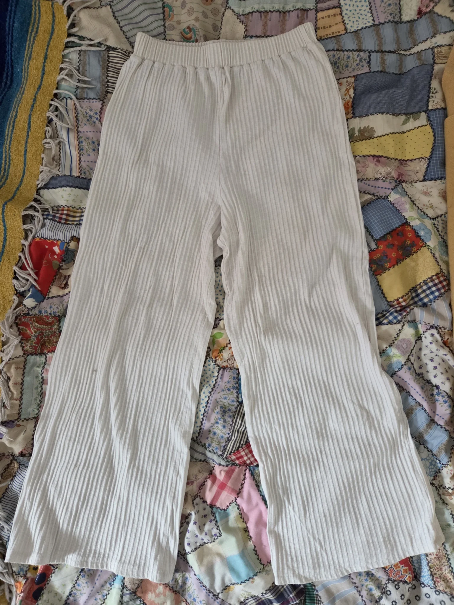 Image for Anya cream rib knit trousers