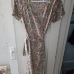 Thumbnail for Sage floral wrap dress