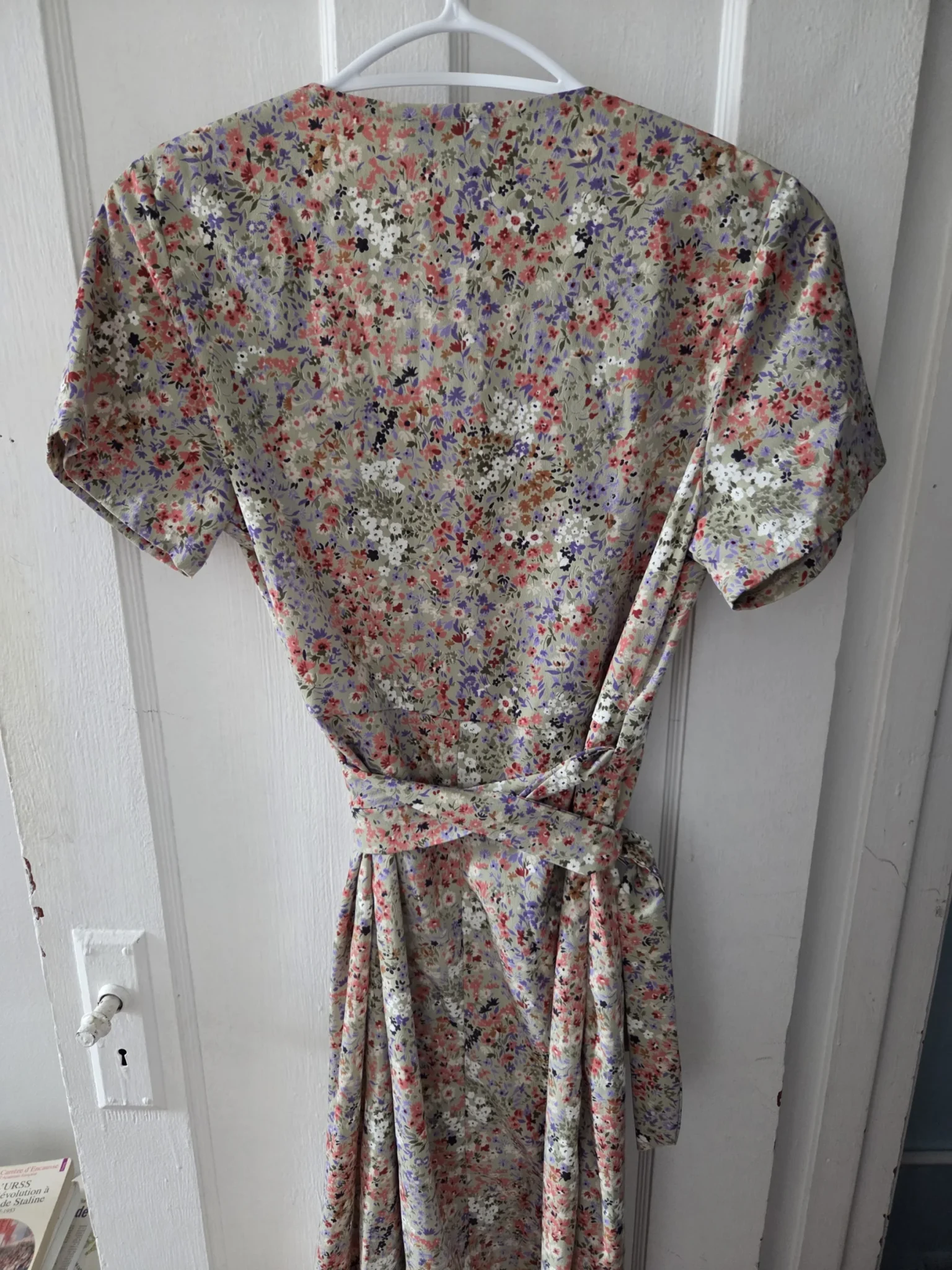Image for Sage floral wrap dress