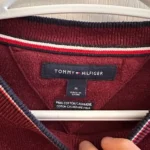 Thumbnail for Chandail mélange coton et cachemire bourgogne Tommy Hilfiger