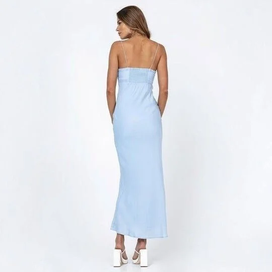 Image for Robe Longue Bleue à Dentelle Princess Polly Emily Blue Maxi Dress with Tie Fastening & Lace Details