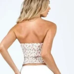 Thumbnail for Haut Bandeau Fleuri Rouge Blanc Princess Polly Rizzi Red White Floral Strapless Bustier Crop Top