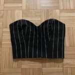 Thumbnail for Haut Bandeau Bustier Noir & Blanc Rayé Dynamite Striped Black & White Cropped Tube Top