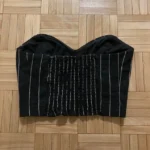 Thumbnail for Haut Bandeau Bustier Noir & Blanc Rayé Dynamite Striped Black & White Cropped Tube Top