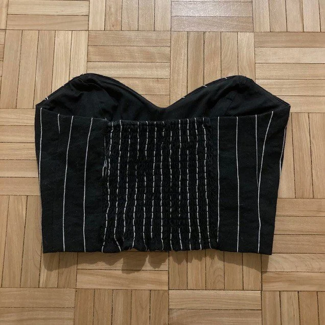 Image for Haut Bandeau Bustier Noir & Blanc Rayé Dynamite Striped Black & White Cropped Tube Top