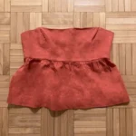 Thumbnail for Haut Bandeau Rouge en Lin Dynamite Orange Red Linen Peplum Strapless Tube Top