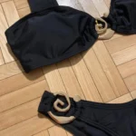 Thumbnail for Black Bikini Swimwear Set Gold Metal Detail - Ensemble Maillot de Bain Noir Détails Métal Doré
