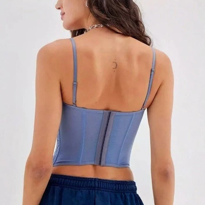 Image for Haut Bustier Bleu à Dentelle Urban Outfitters Out From Under Blue Lace Modern Love Corset Crop Top