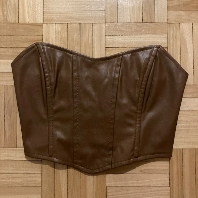 Image for Haut Corset en Faux Cuir Brun Princess Polly Jessica Brown Faux Leather Strapless Bustier Top