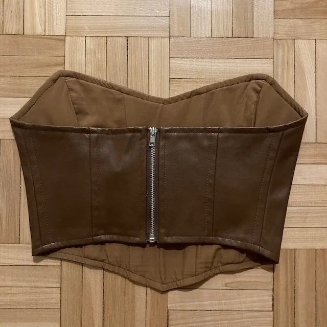 Image for Haut Corset en Faux Cuir Brun Princess Polly Jessica Brown Faux Leather Strapless Bustier Top