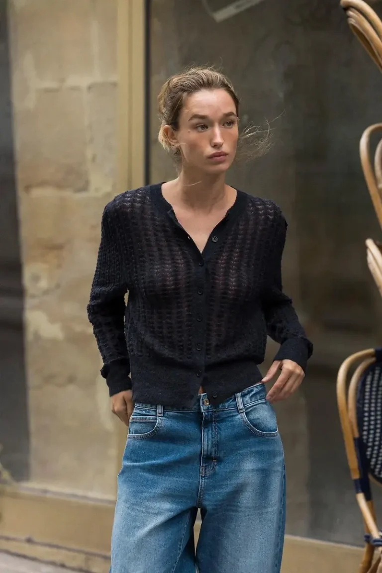 Image for Gilet pointelle laine et alpaca - Neuf avec étiquette