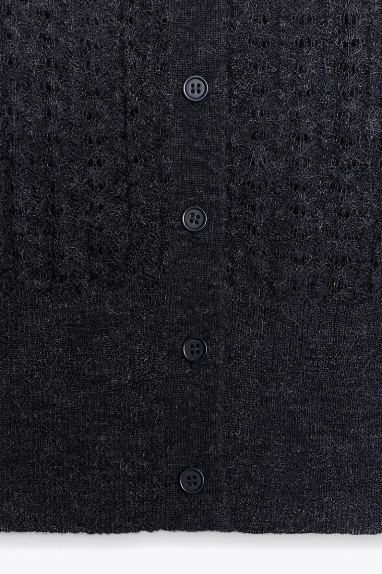 Image for Gilet pointelle laine et alpaca - Neuf avec étiquette