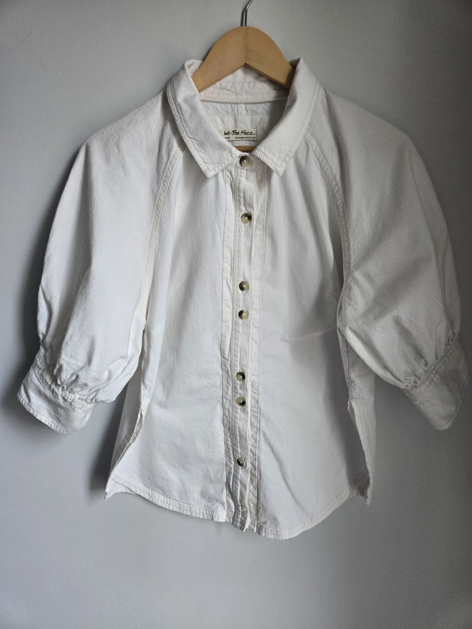 Featured image for We The Free off-white shirt with short puffed sleeves