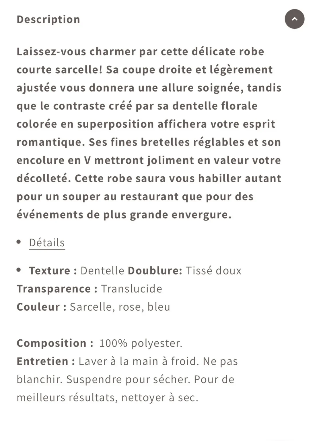 Image for Robe courte en dentelle