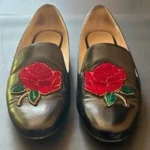 Featured thumbnail for Zara Black Loafers with Red Rose Embroidery Size 8