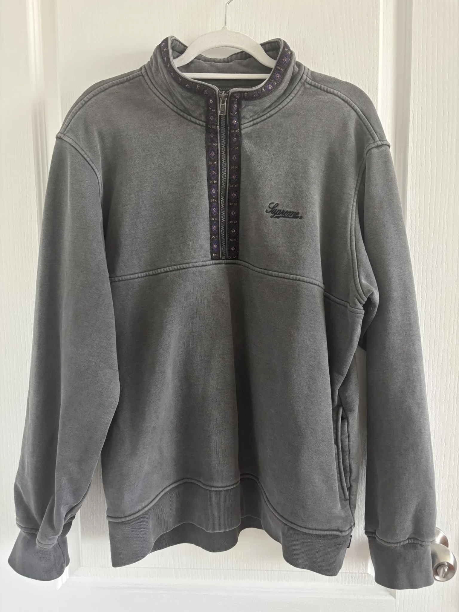Featured image for Supreme Gray Quarter-Zip Sweater