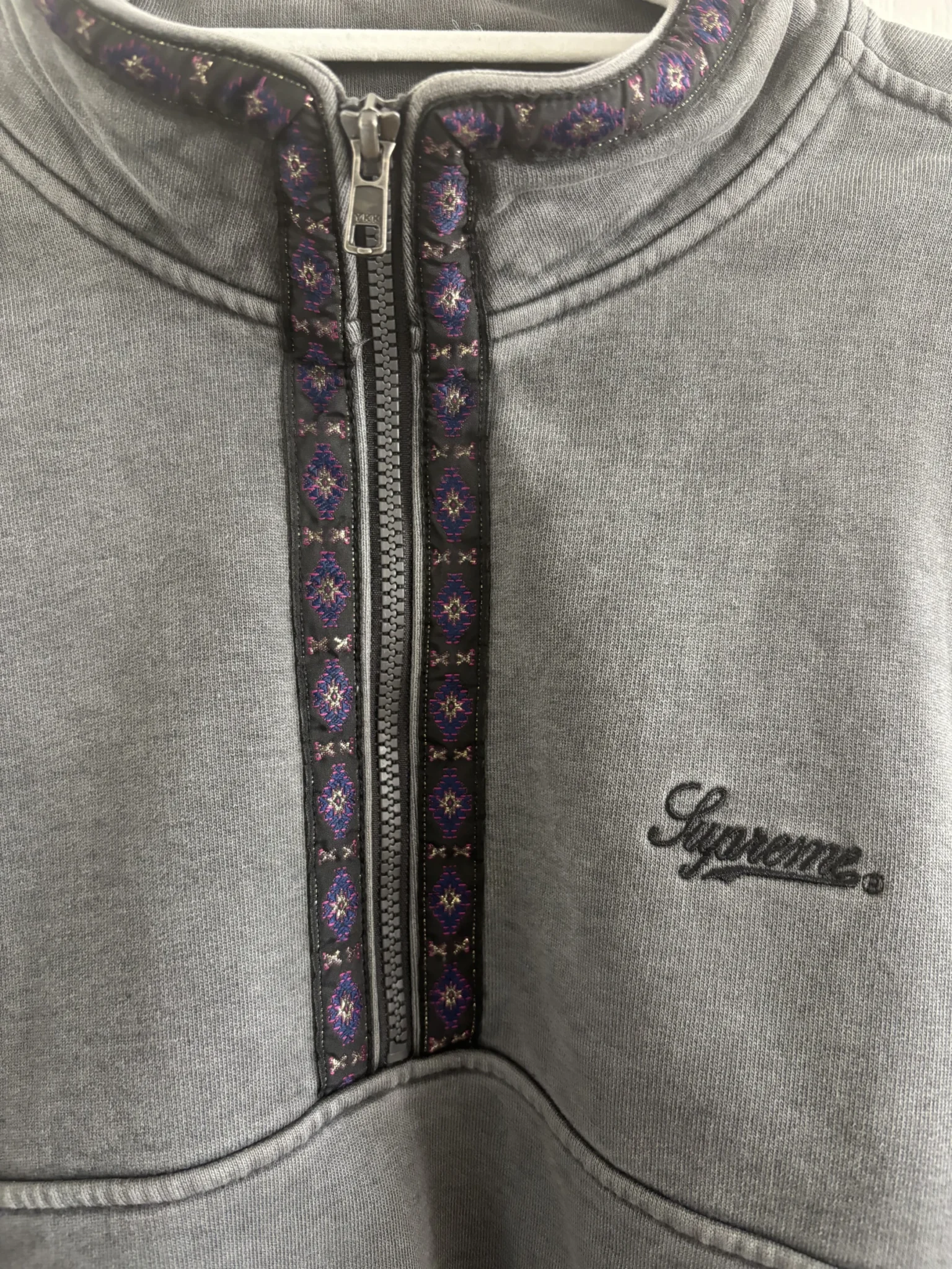 Image for Supreme Gray Quarter-Zip Sweater