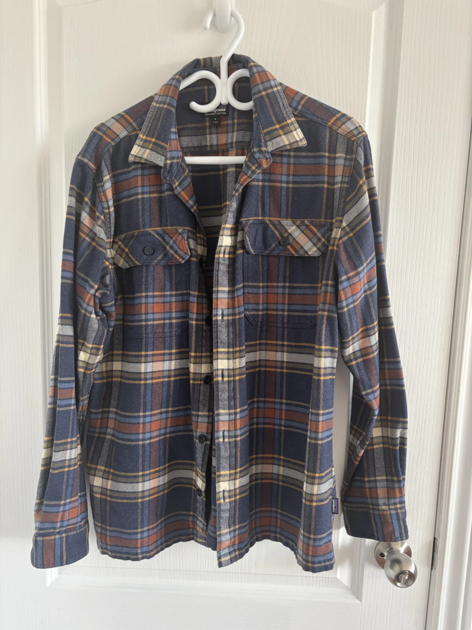 Featured image for Flannel Patagonia Plaid Shirt in Navy, Orange; Cream