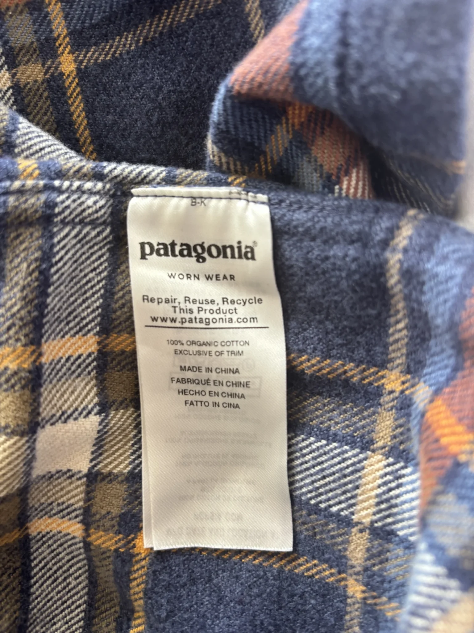 Image for Flannel Patagonia Plaid Shirt in Navy, Orange; Cream