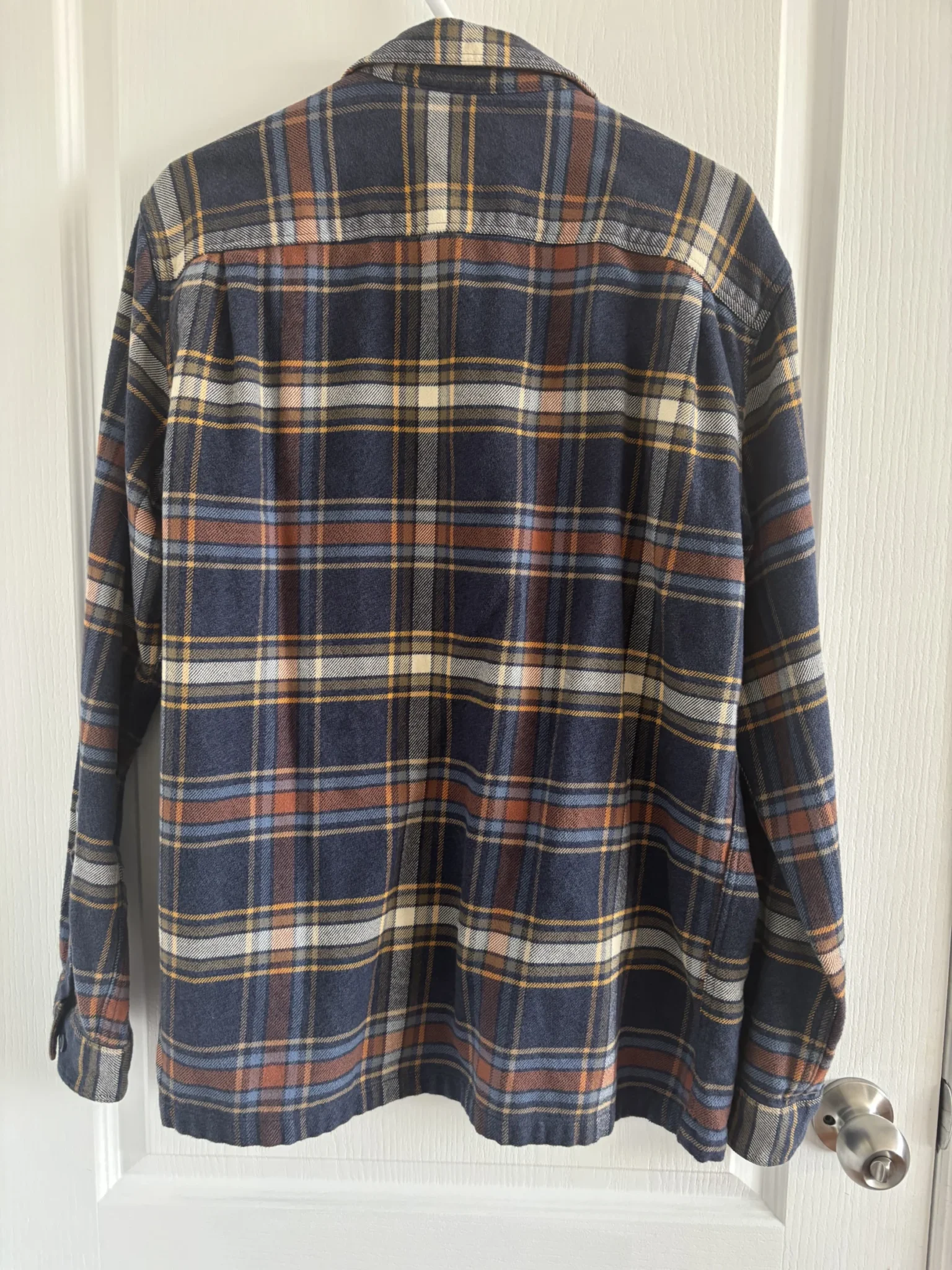 Image for Flannel Patagonia Plaid Shirt in Navy, Orange; Cream