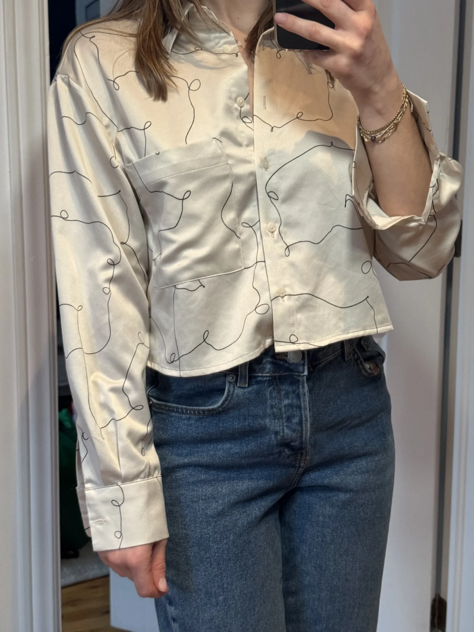 Image for Chemise crop top satinée