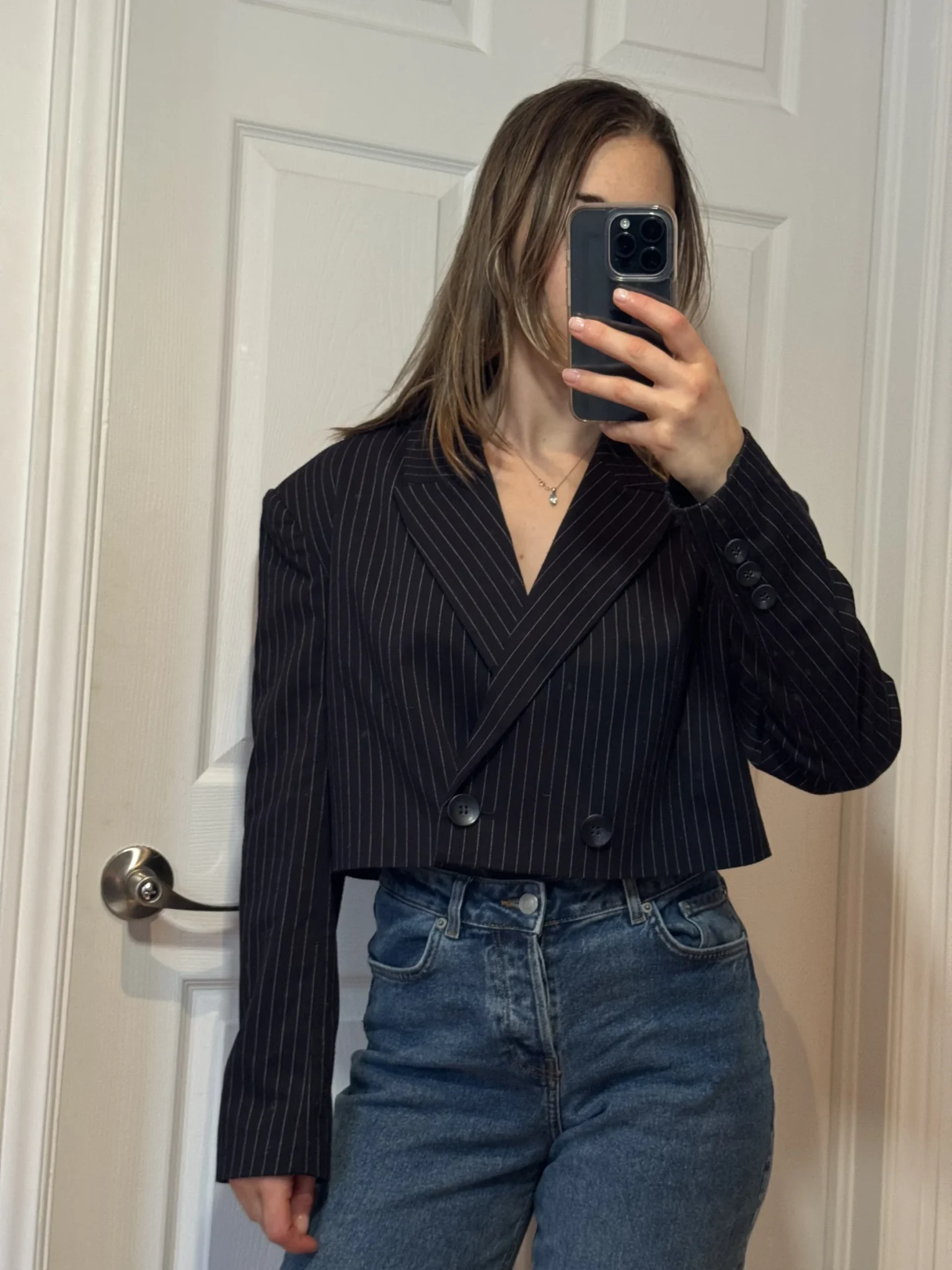 Image for Blazer court rayé marine