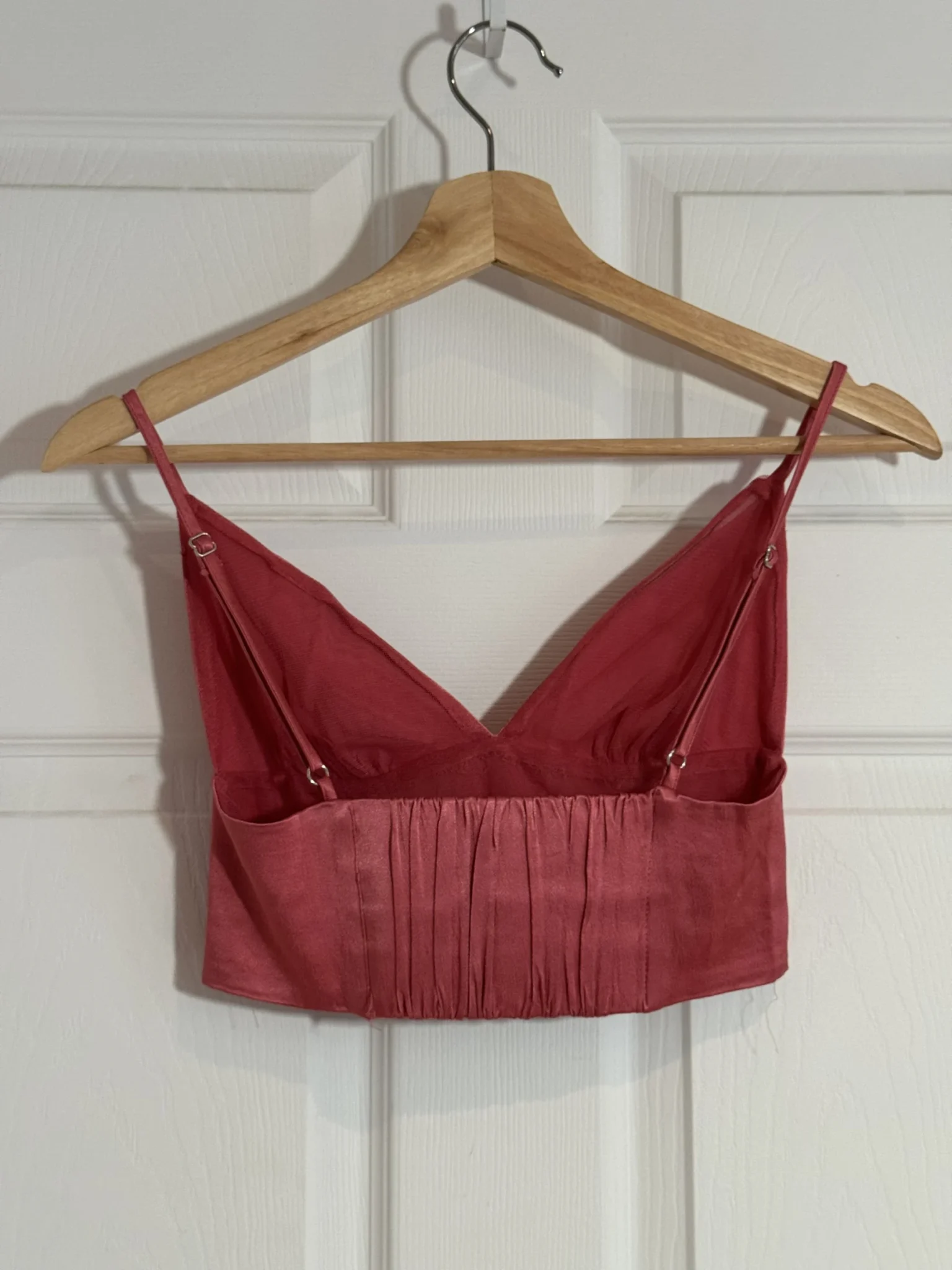Image for Top bralette Zara rose satiné à fines bretelles