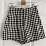 Featured thumbnail for Short Zara pied-de-poule noir et blanc taille haute