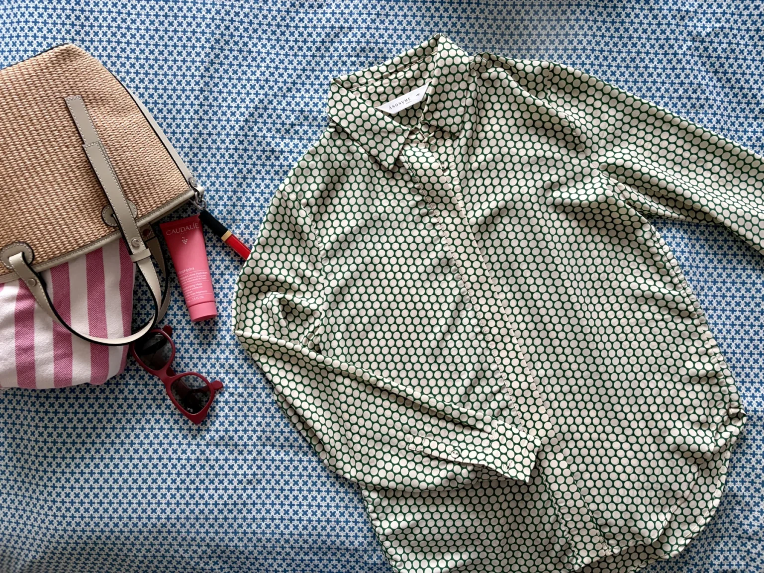 Featured image for White and green polka dot shirt