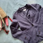 Featured thumbnail for Ines de la Fressange navy linen blazer
