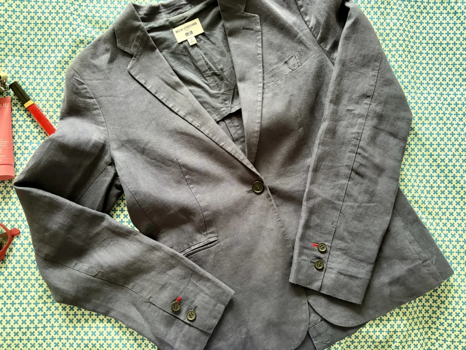 Image for Ines de la Fressange navy linen blazer
