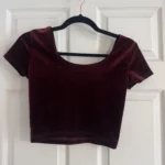 Thumbnail for Crop top velours bordeaux