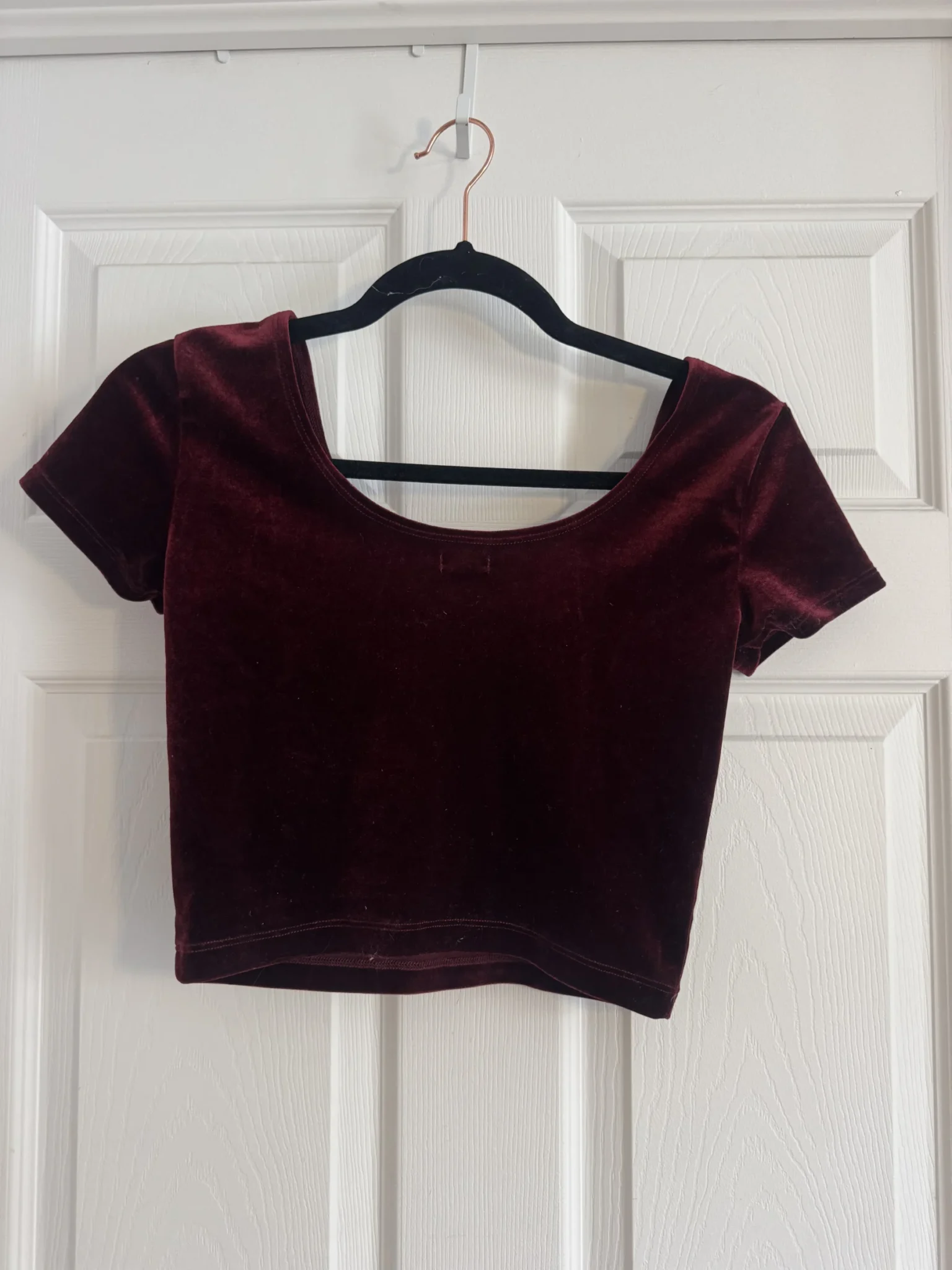 Image for Crop top velours bordeaux