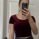 Thumbnail for Crop top velours bordeaux