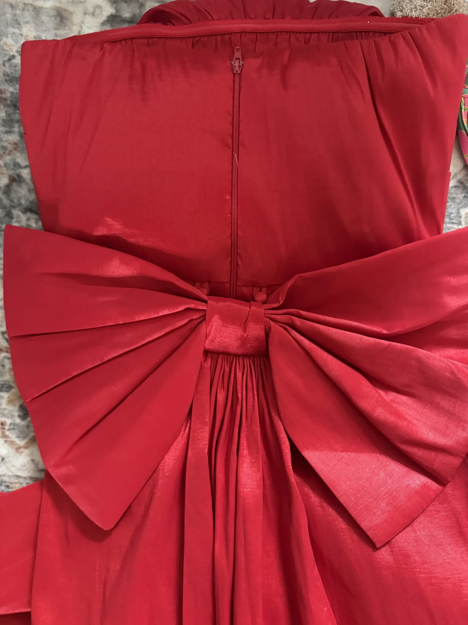 Image for Robe satin rouge bustier avec nœud amovible