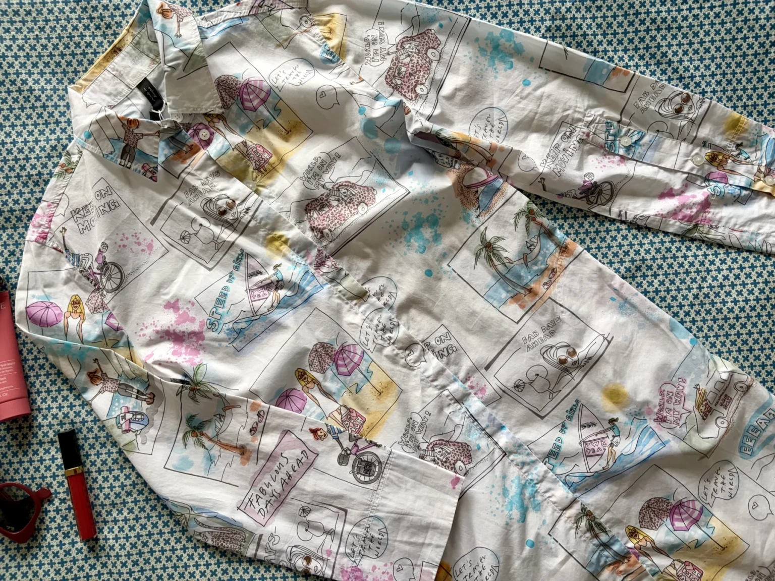 Image for Holiday print blouse dress