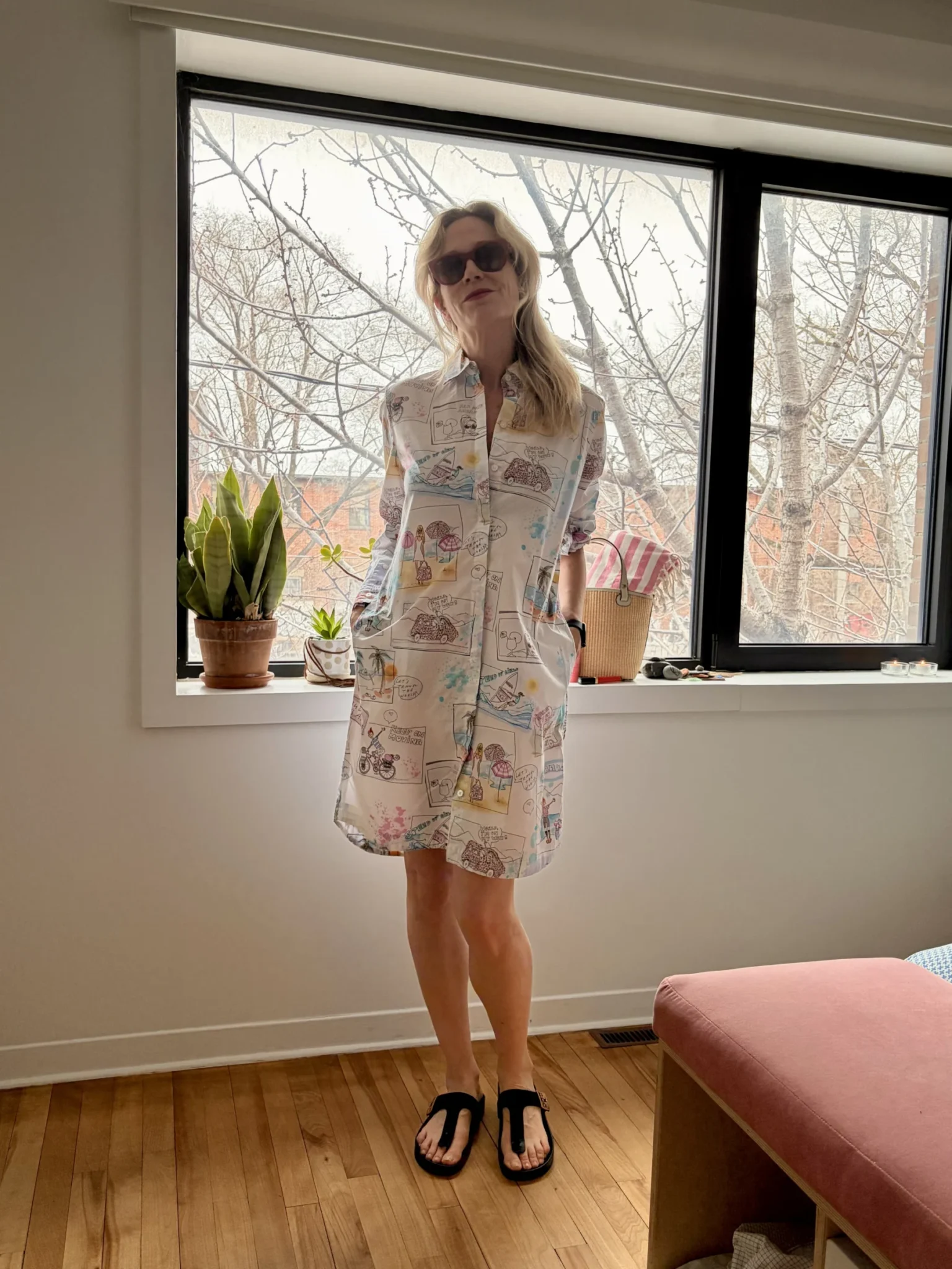 Image for Holiday print blouse dress