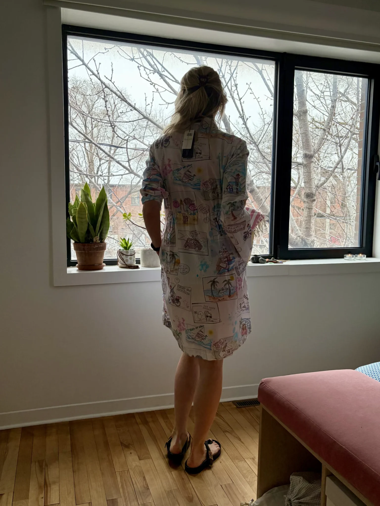 Image for Holiday print blouse dress