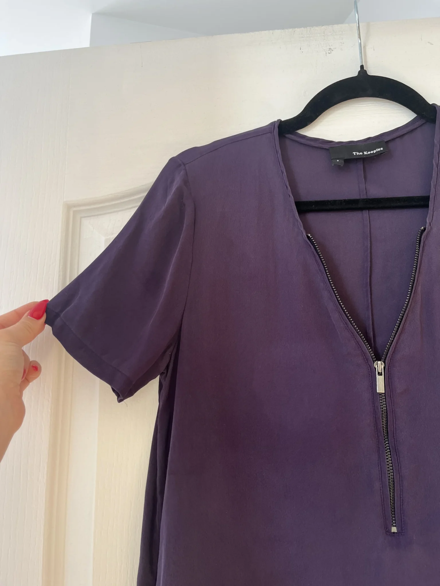Image for The Kooples silk blouse size 2 purple