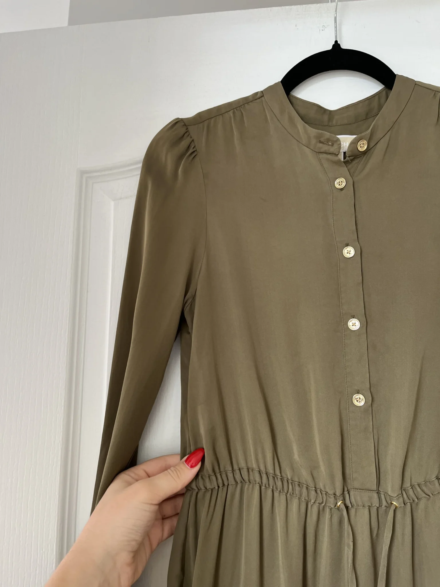 Image for Michael Kors khaki silk dress size S