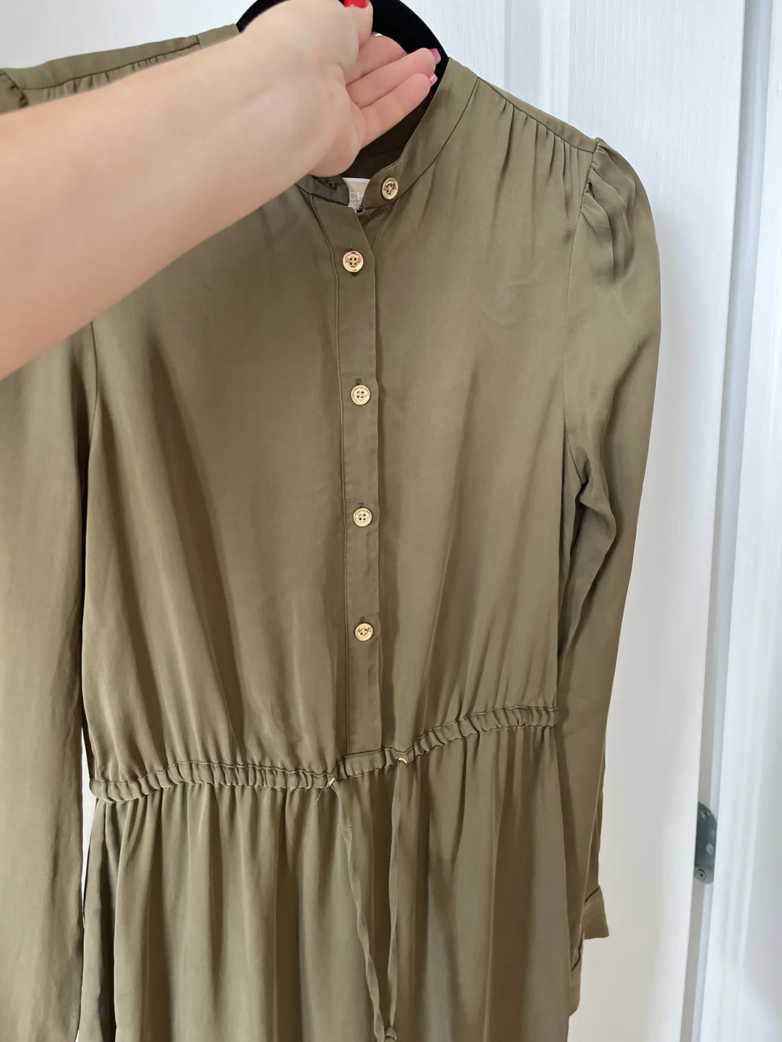 Image for Michael Kors khaki silk dress size S