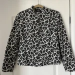 Thumbnail for Vintage black and white denim leopard jacket