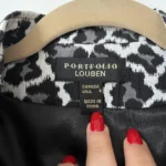 Thumbnail for Vintage black and white denim leopard jacket