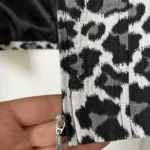 Thumbnail for Vintage black and white denim leopard jacket
