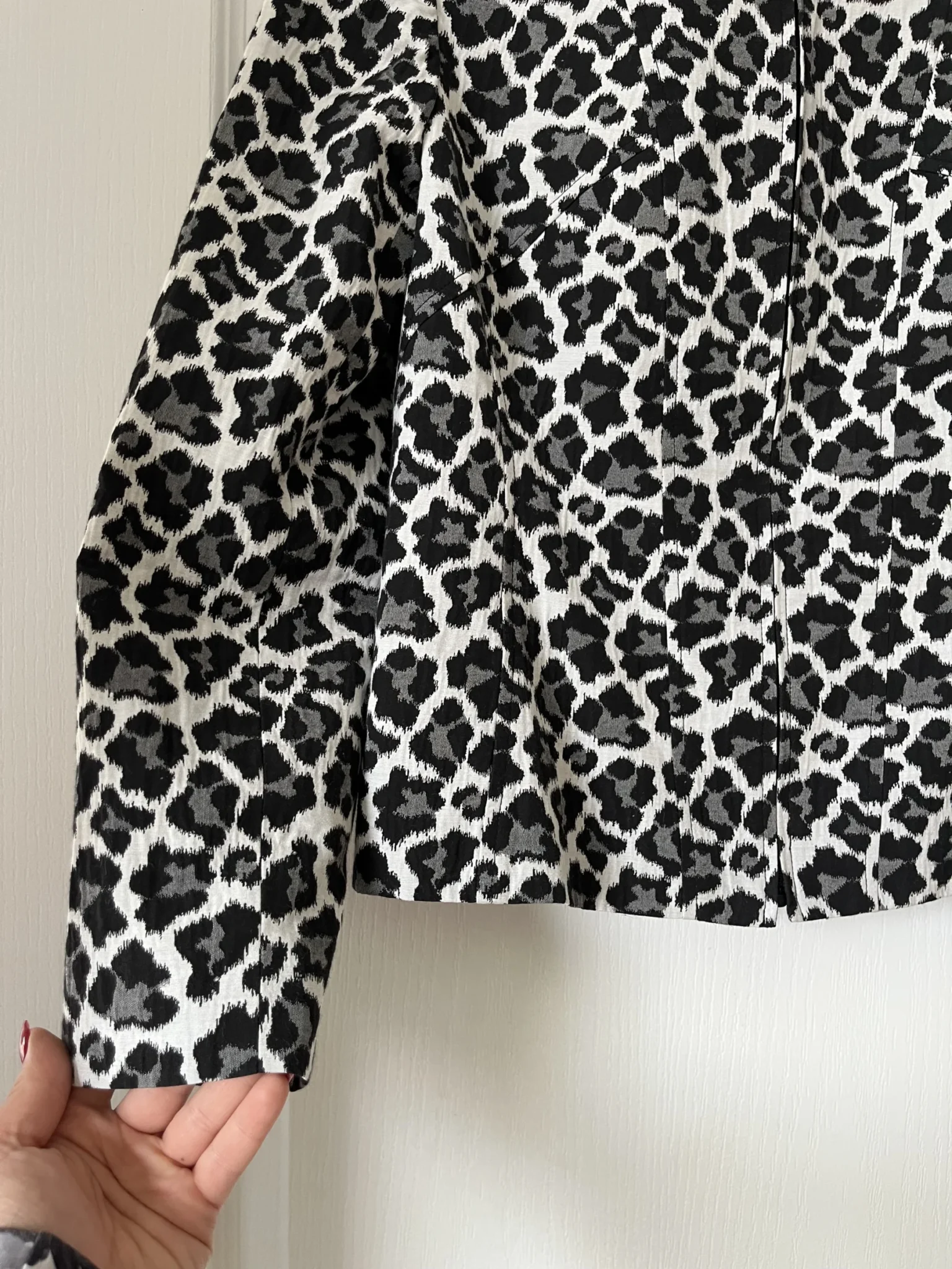 Image for Vintage black and white denim leopard jacket