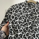 Thumbnail for Vintage black and white denim leopard jacket