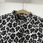 Thumbnail for Vintage black and white denim leopard jacket