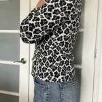 Thumbnail for Vintage black and white denim leopard jacket