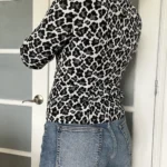 Thumbnail for Vintage black and white denim leopard jacket