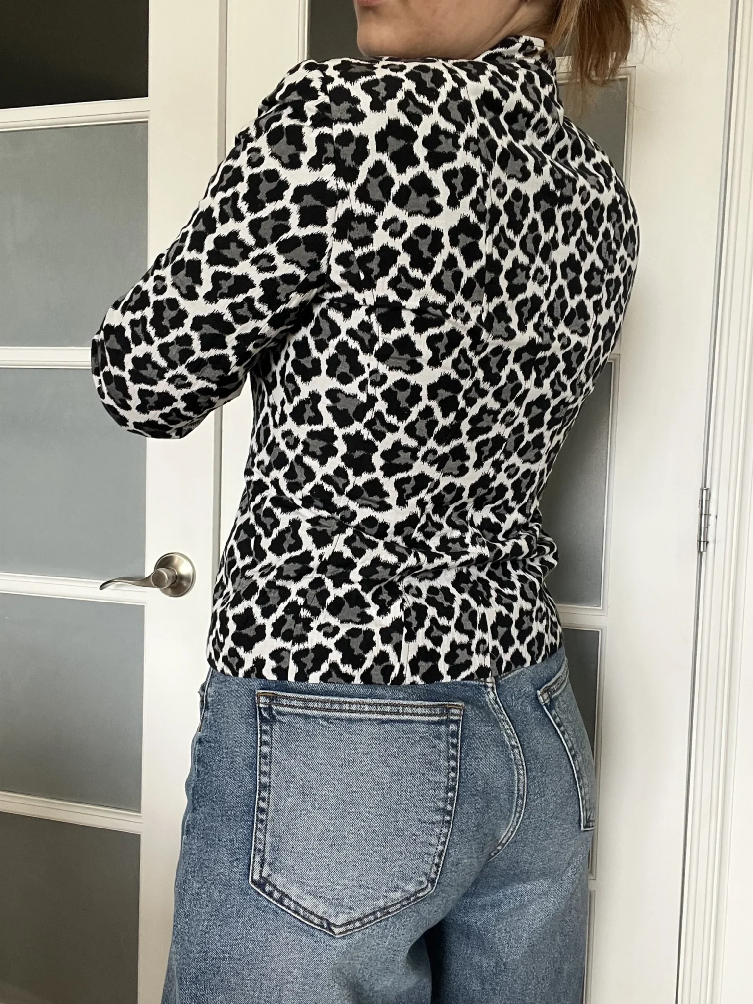 Image for Vintage black and white denim leopard jacket